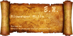 Biswanger Milla névjegykártya